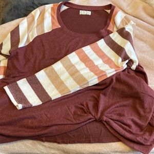 Womens knot front long sleeve top NWOT